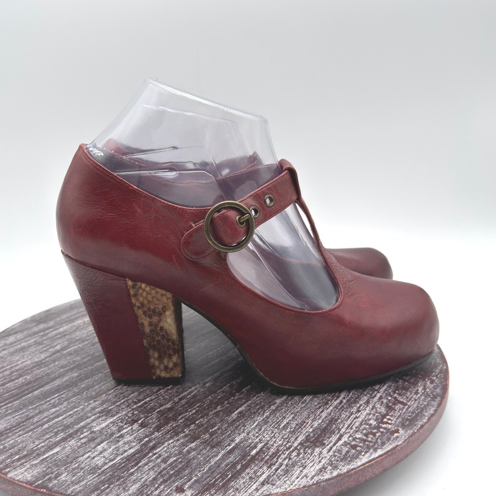 Biviel Mary Jane Womens 40 US 9.5 Anthropologie Leather Snakeskin Platform Red